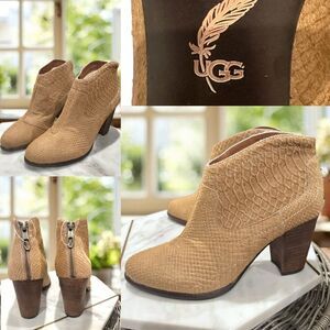 🔥 UGG Calf Hair Charlotte Embossed Bootie Boots Size 9.5 EU 40.5
